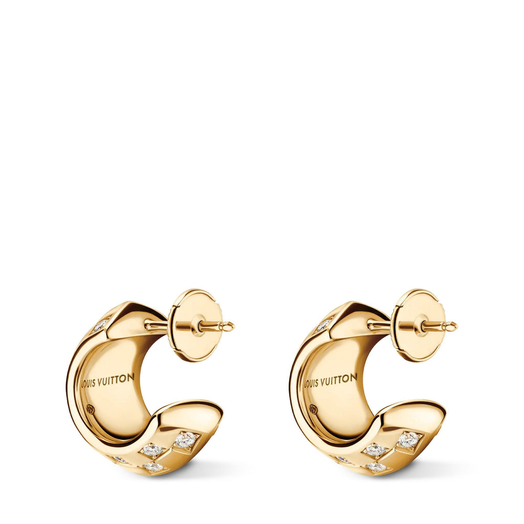 Le Damier de Louis Vuitton Double Hoops, Yellow Gold and Diamonds