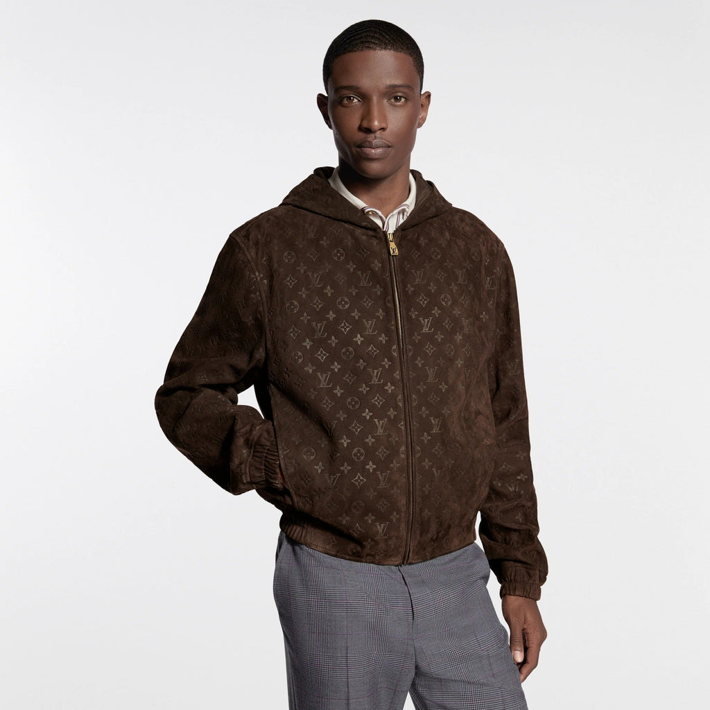 Monogram Embossed Suede Hoodie