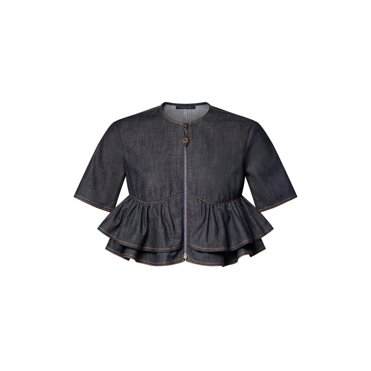 Ruffle Hem Denim Top