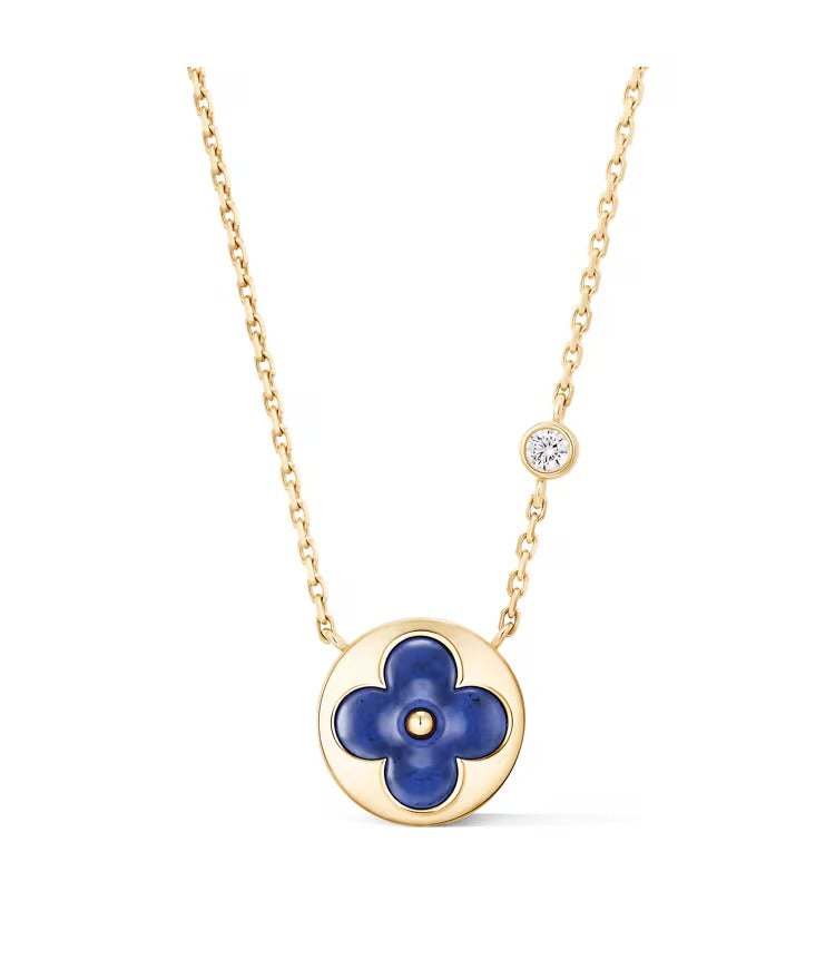 Color Blossom BB Sun Pendant, Yellow Gold, Sodalite and Diamond