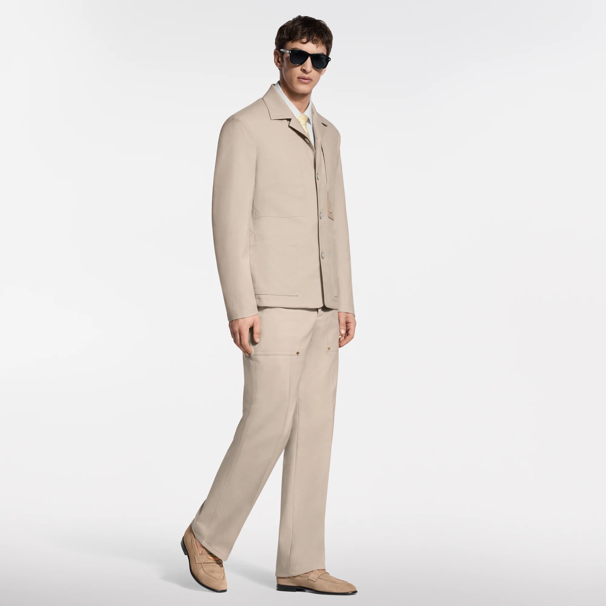 Cotton-Silk Tailored Workwear Pants