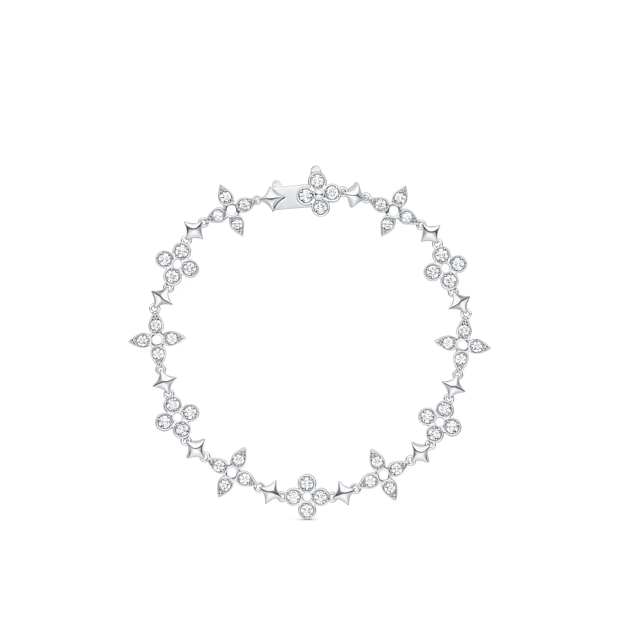 Dentelle One Row Bracelet, White Gold And Diamonds