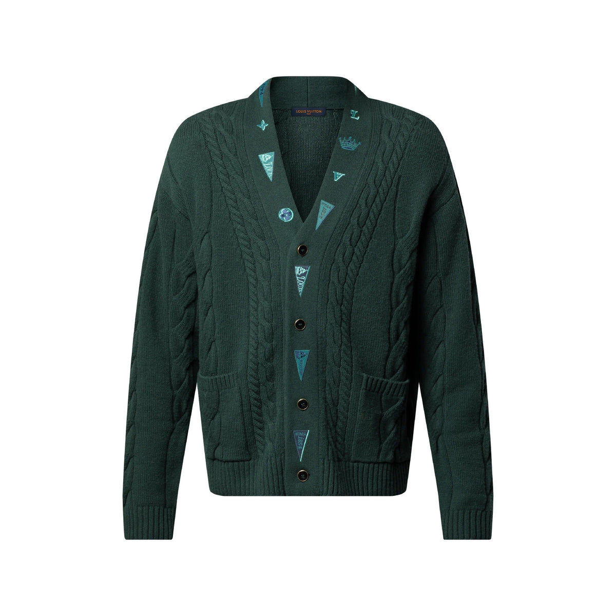 Embroidered Cable Knit Cardigan