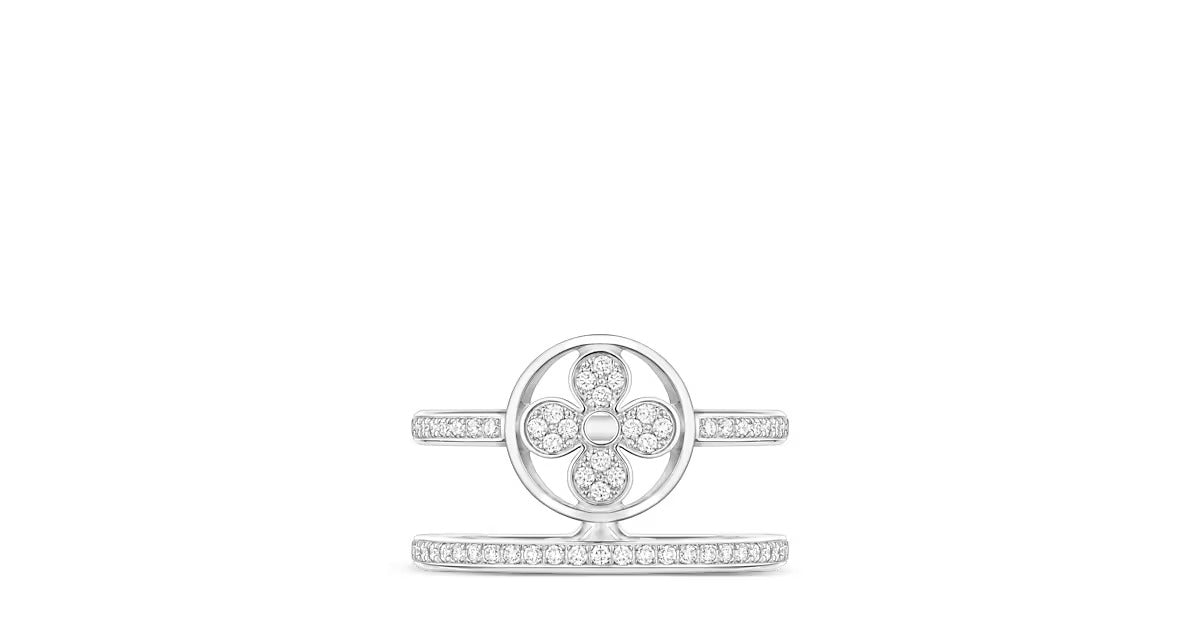 Idylle Blossom Two-Row Ring, White Gold And Diamonds