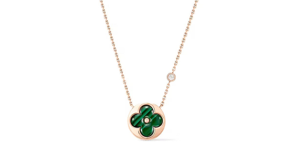 Color Blossom BB Sun Pendant, Pink Gold, Malachite and Diamond