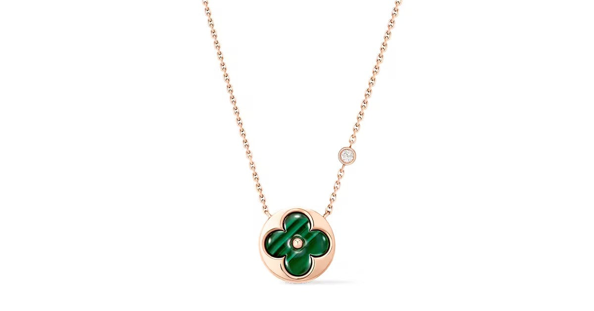 Color Blossom BB Sun Pendant, Pink Gold, Malachite and Diamond