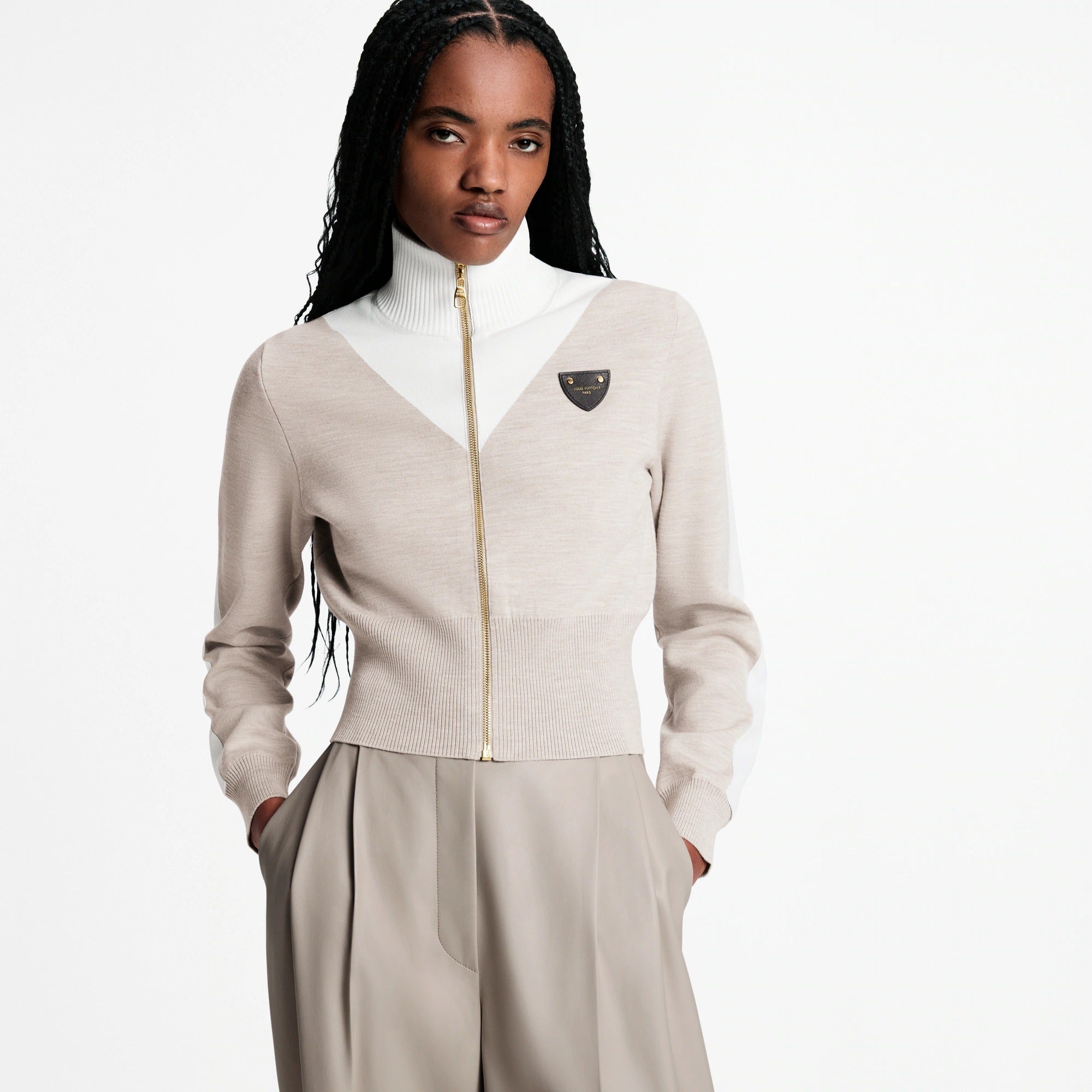 Cropped Color-Blocked Zip-Up Jacket