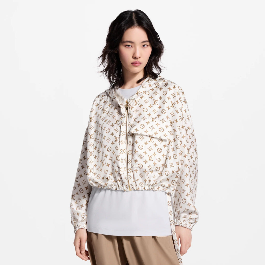 Woven Monogram Print Drawstring Jacket