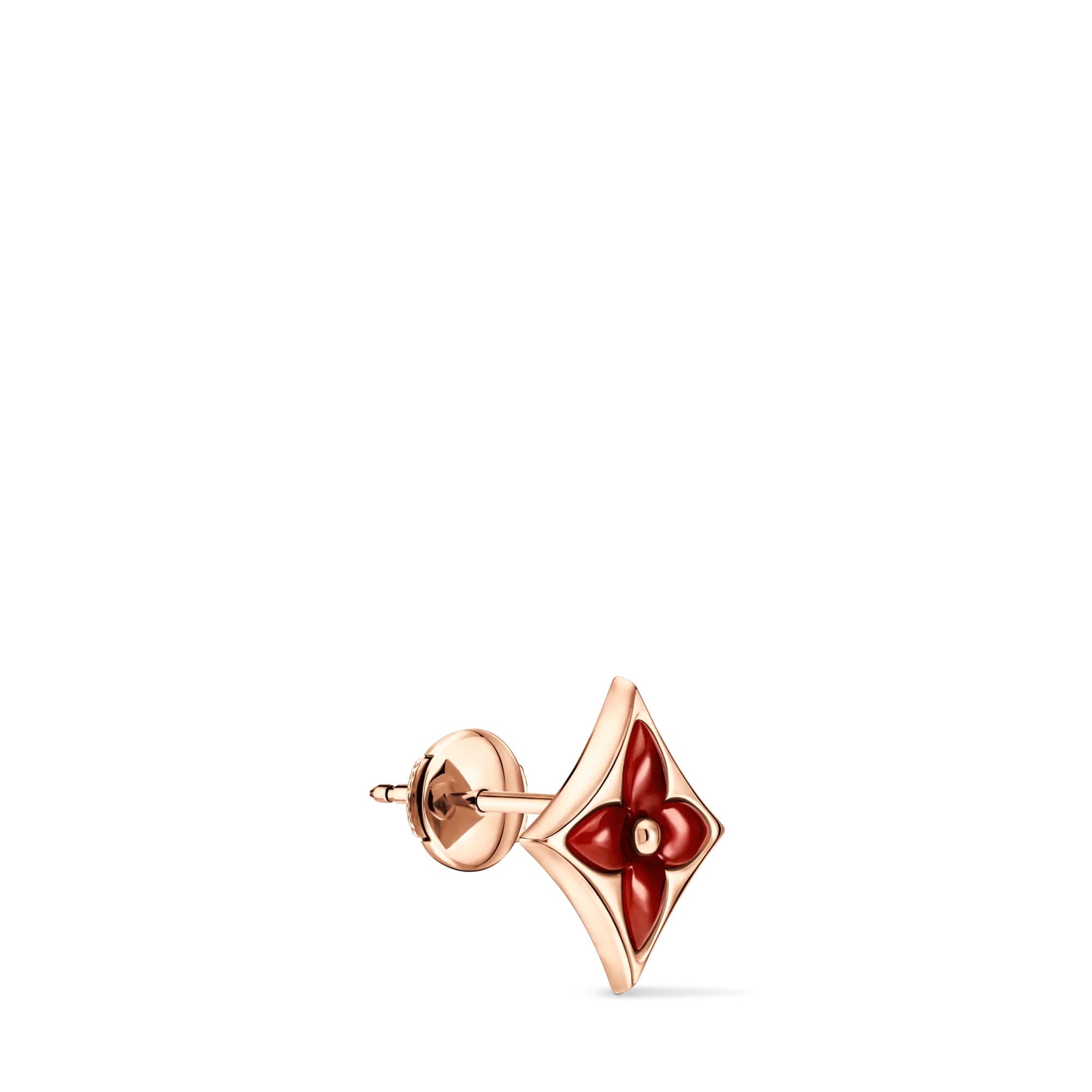 Color Blossom BB Star Ear Stud, Pink Gold and Cornelian - Per Unit