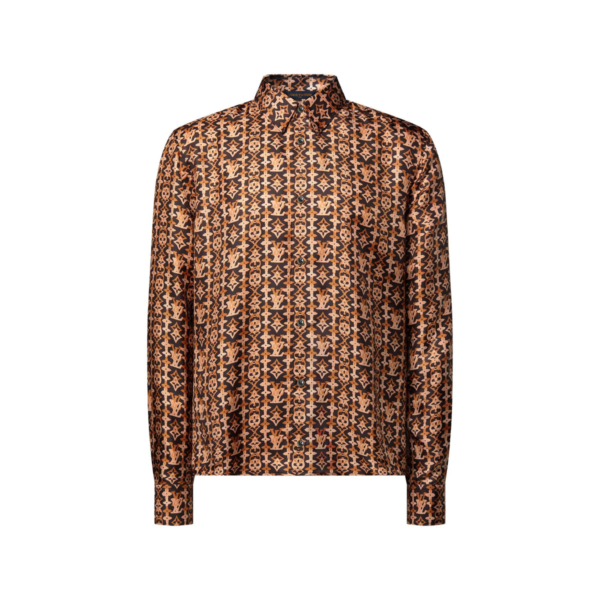 Monogram Printed Long-Sleeved Silk Shirt