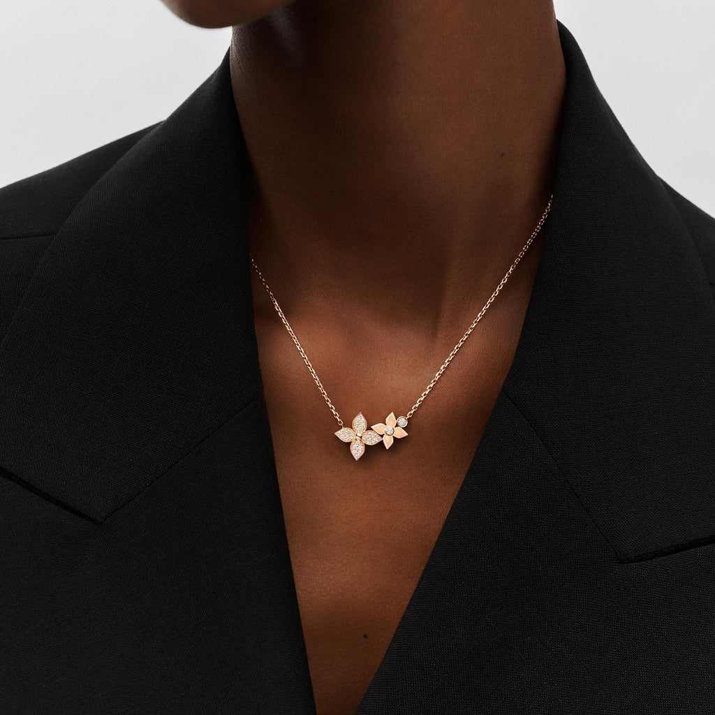 Idylle Blossom Necklace, Pink Gold and Diamonds