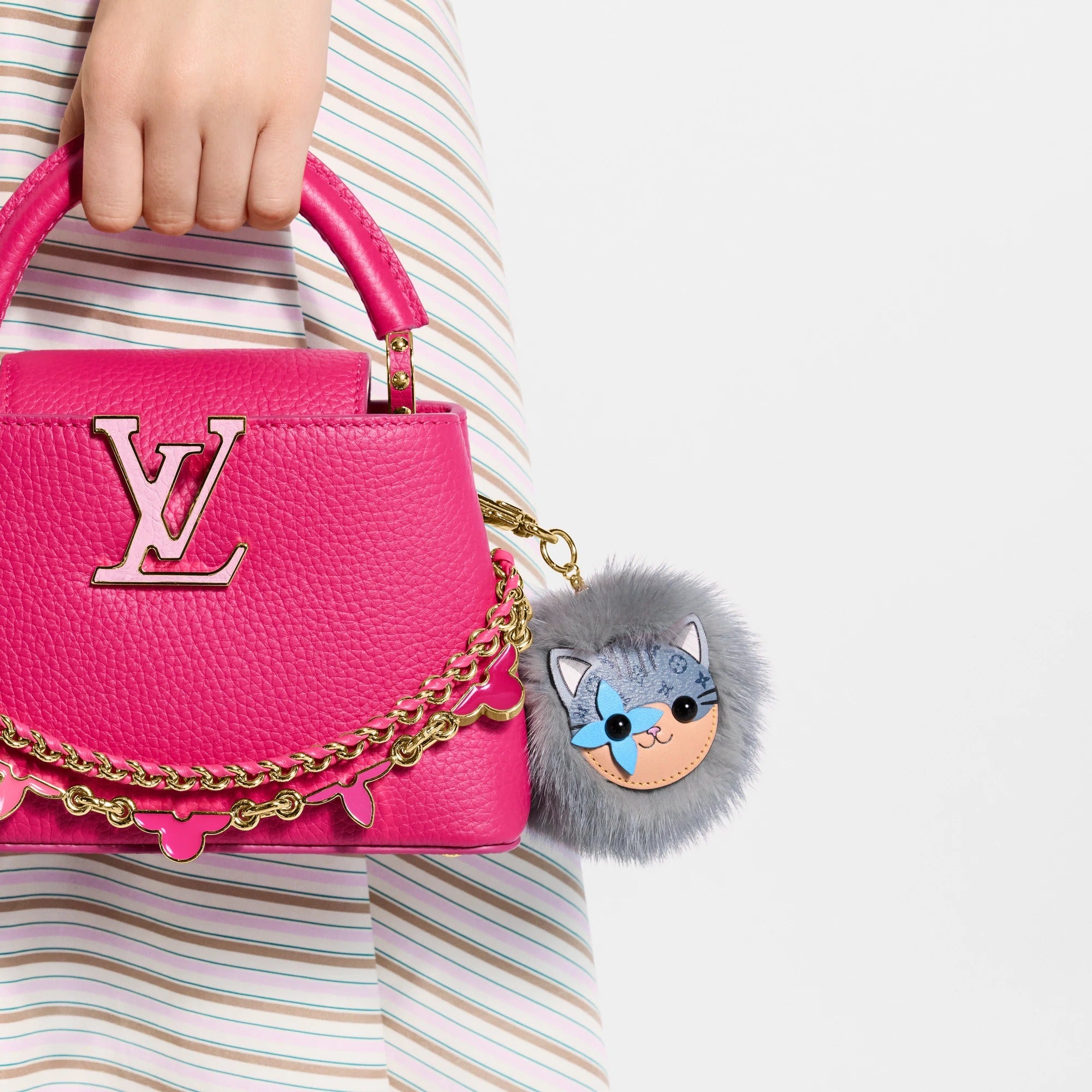 LV Cat Pompon Bag Charm