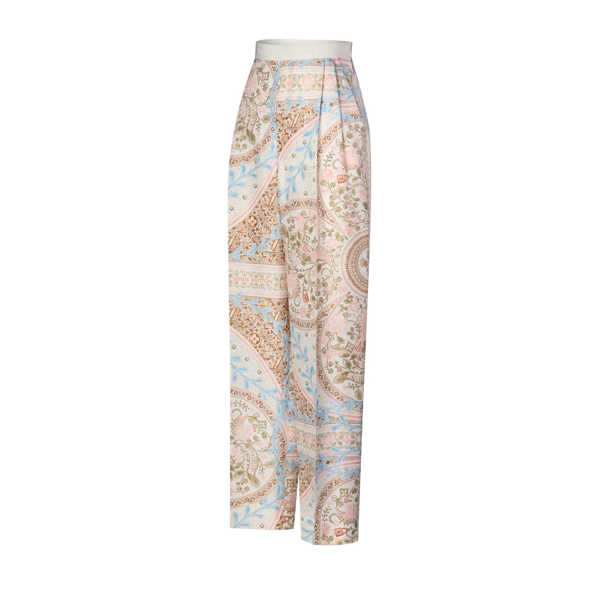 Flower Foulard Wide-Cut Pants