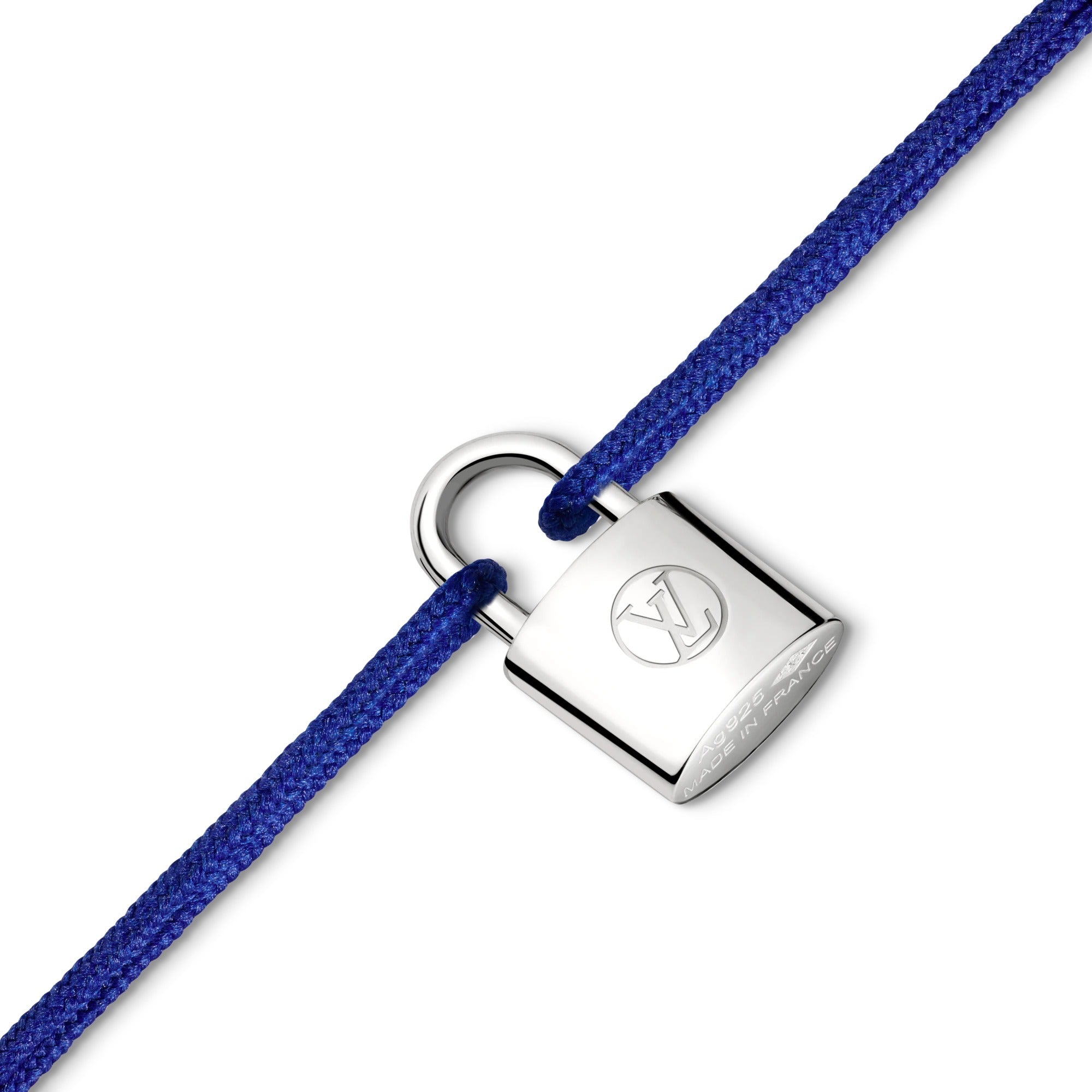 Silver Lockit Bracelet, Sterling Silver and Blue Polyester Cord