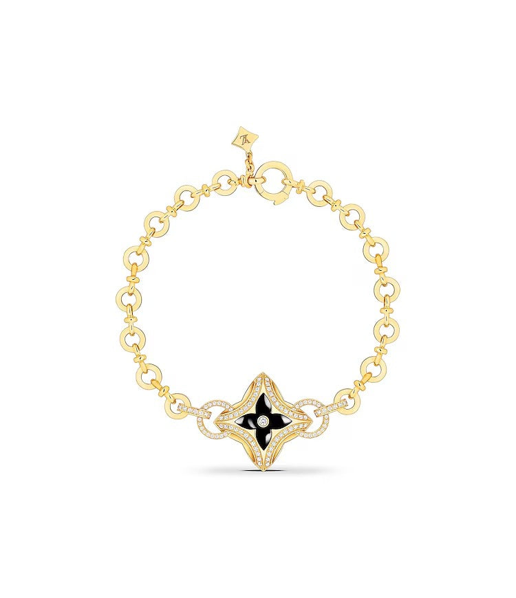Ever Blossom Bracelet, Yellow Gold, Onyx & Diamonds