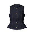 Signature Button Indigo Denim Top