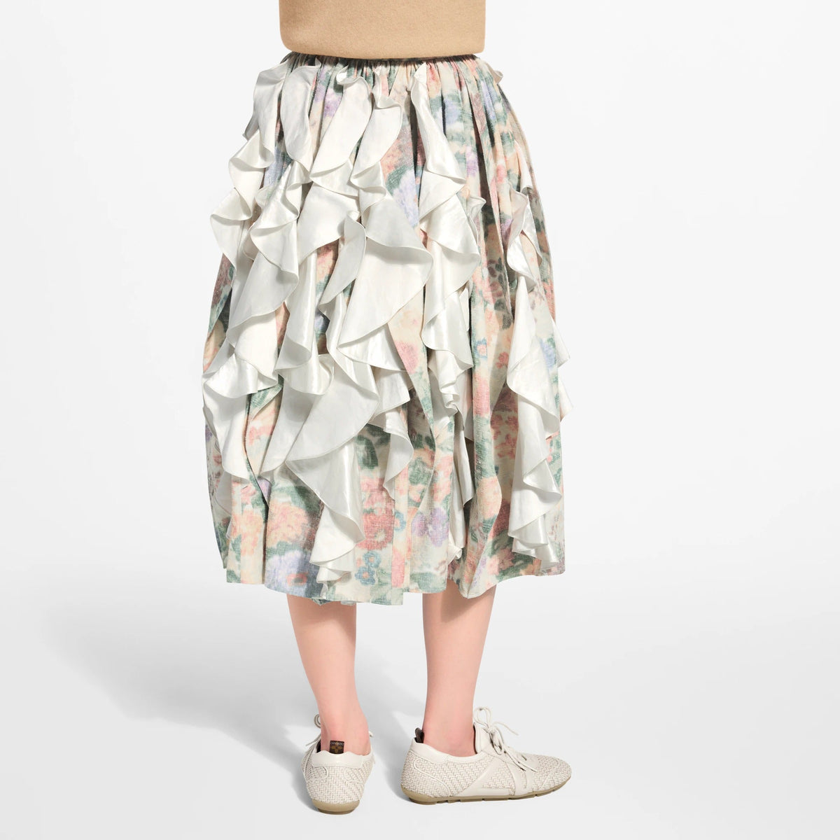 Ruffle Insert Floral Canvas Skirt