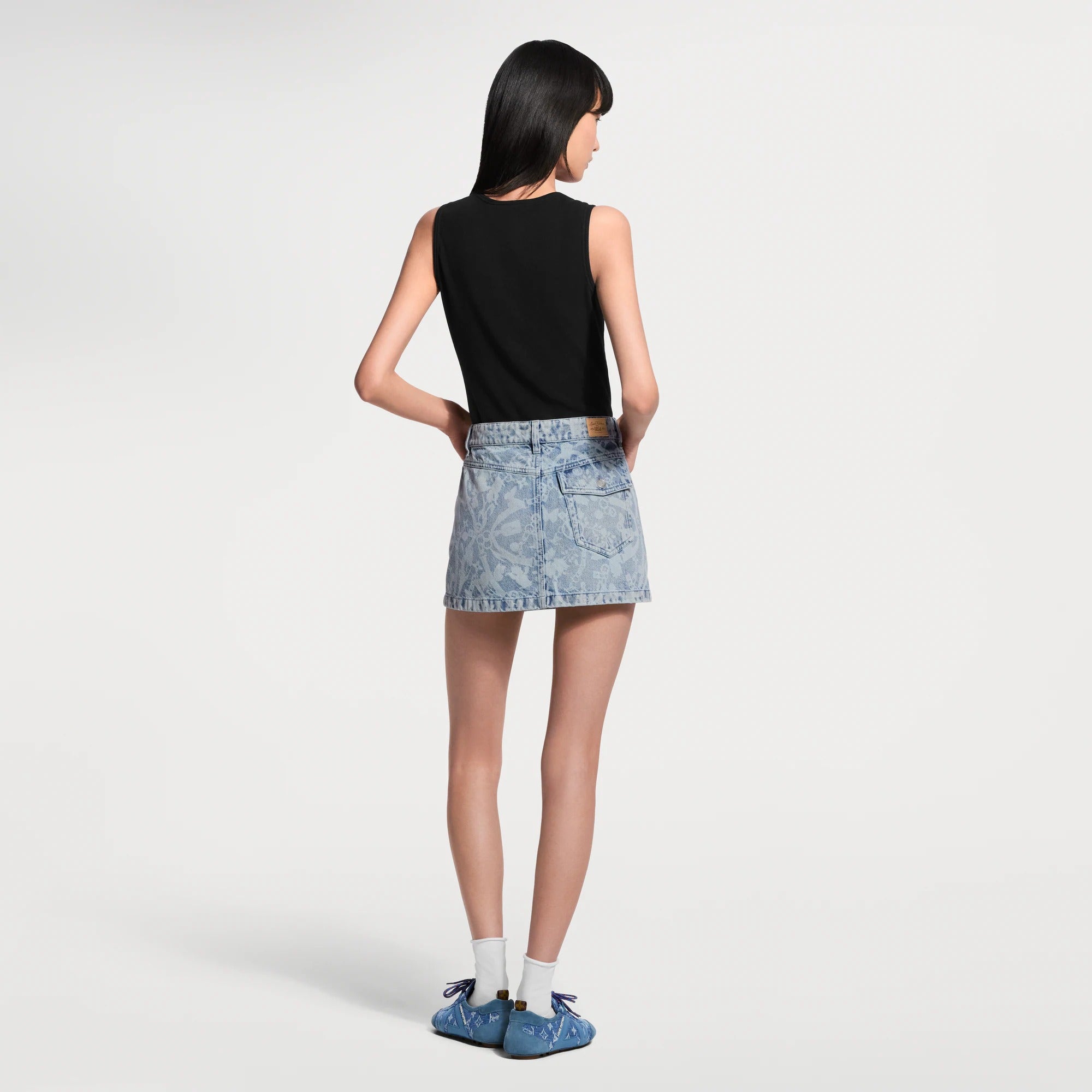 LV Bloom Denim Mini Skirt