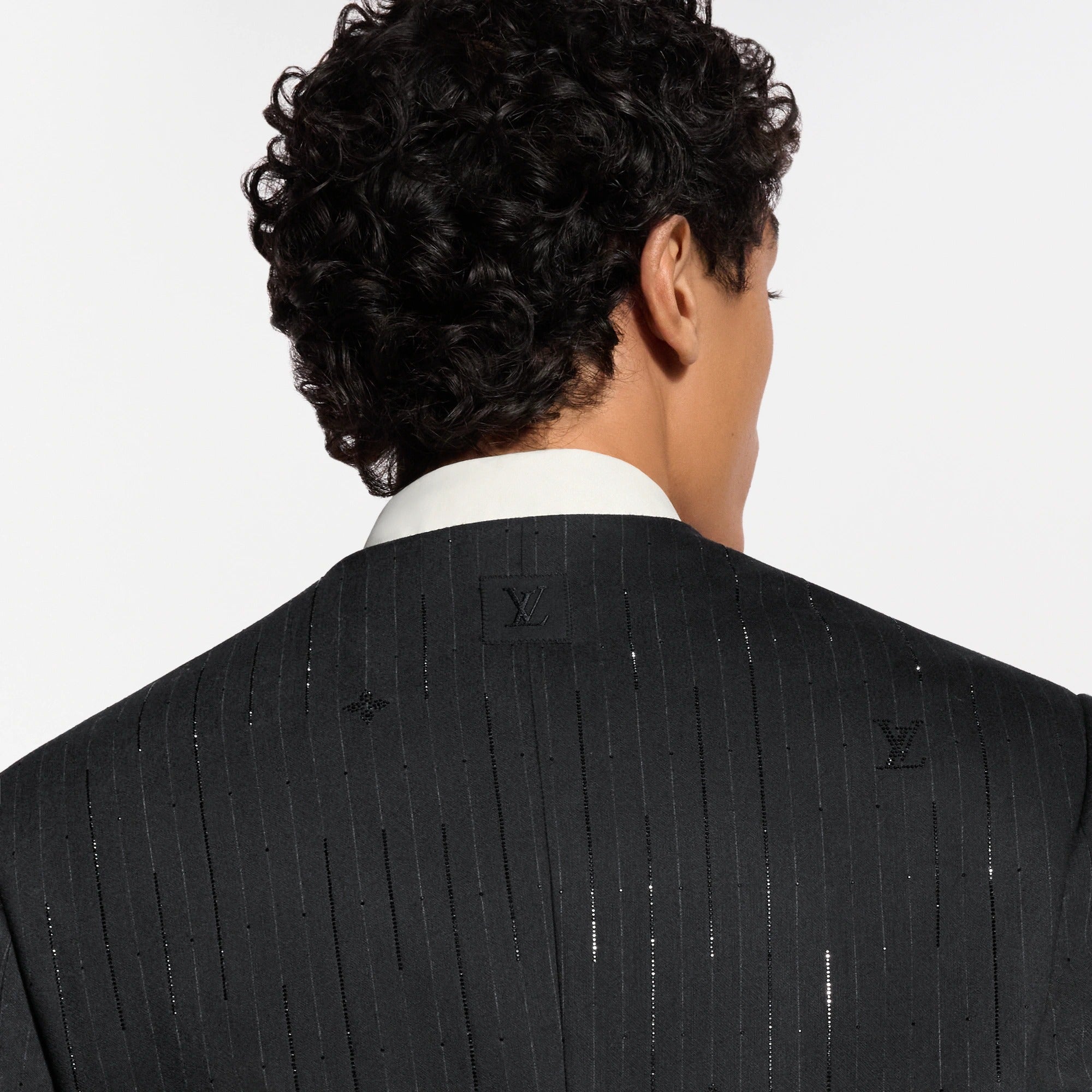 Embellished Pinstripe V-Neck Jacket
