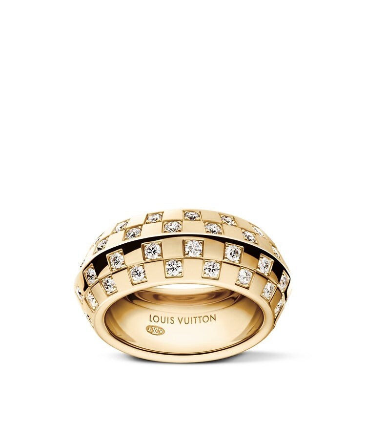 Le Damier de Louis Vuitton Double Ring, Yellow Gold and Diamonds