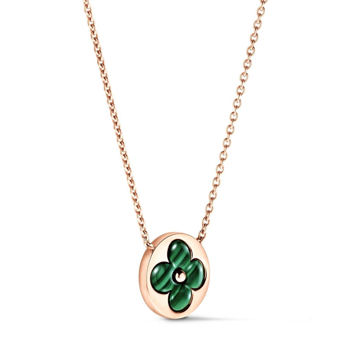 Color Blossom M Sun Pendant, Pink Gold and Malachite