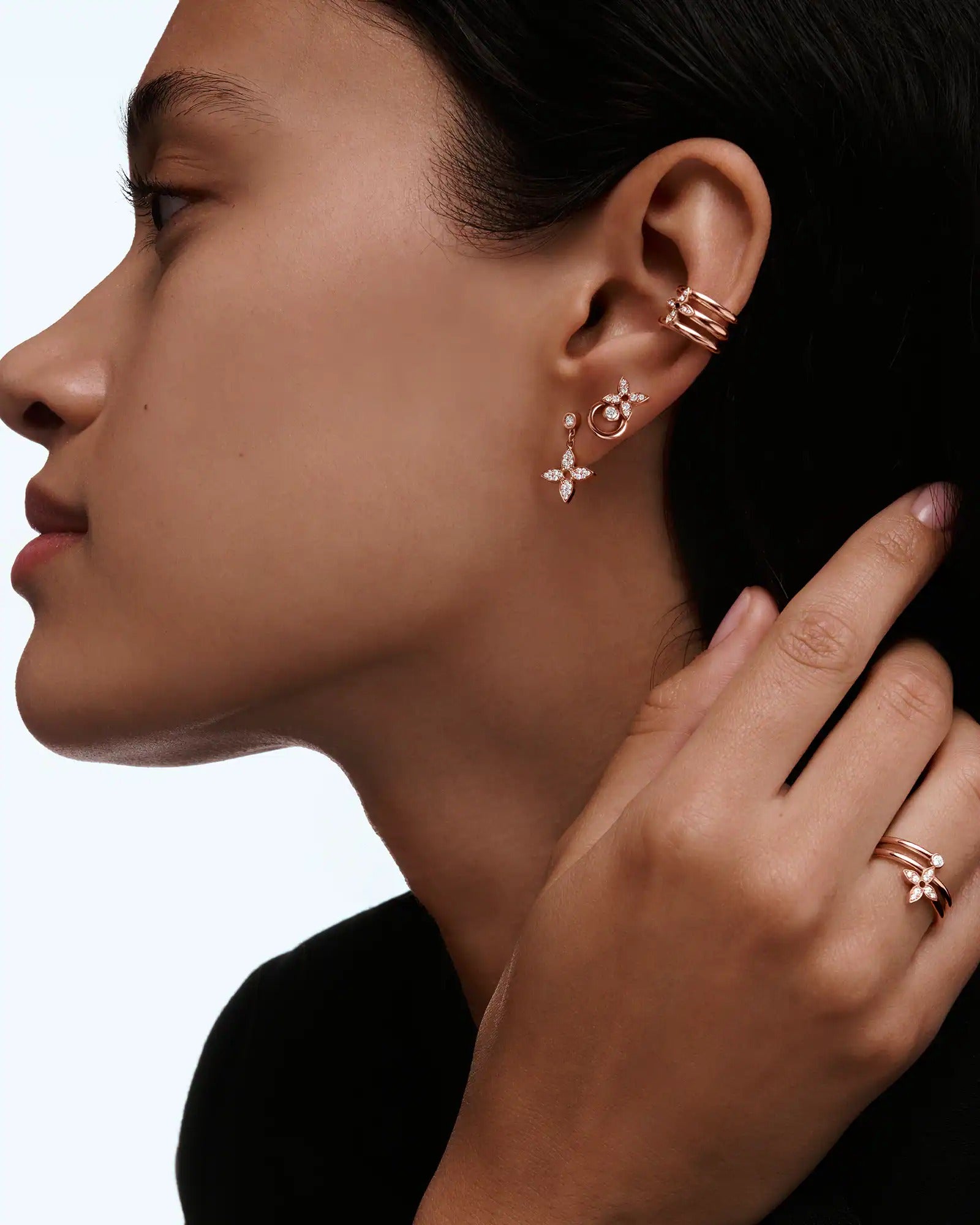 Idylle Blossom Earring, Pink Gold and Diamonds - per unit