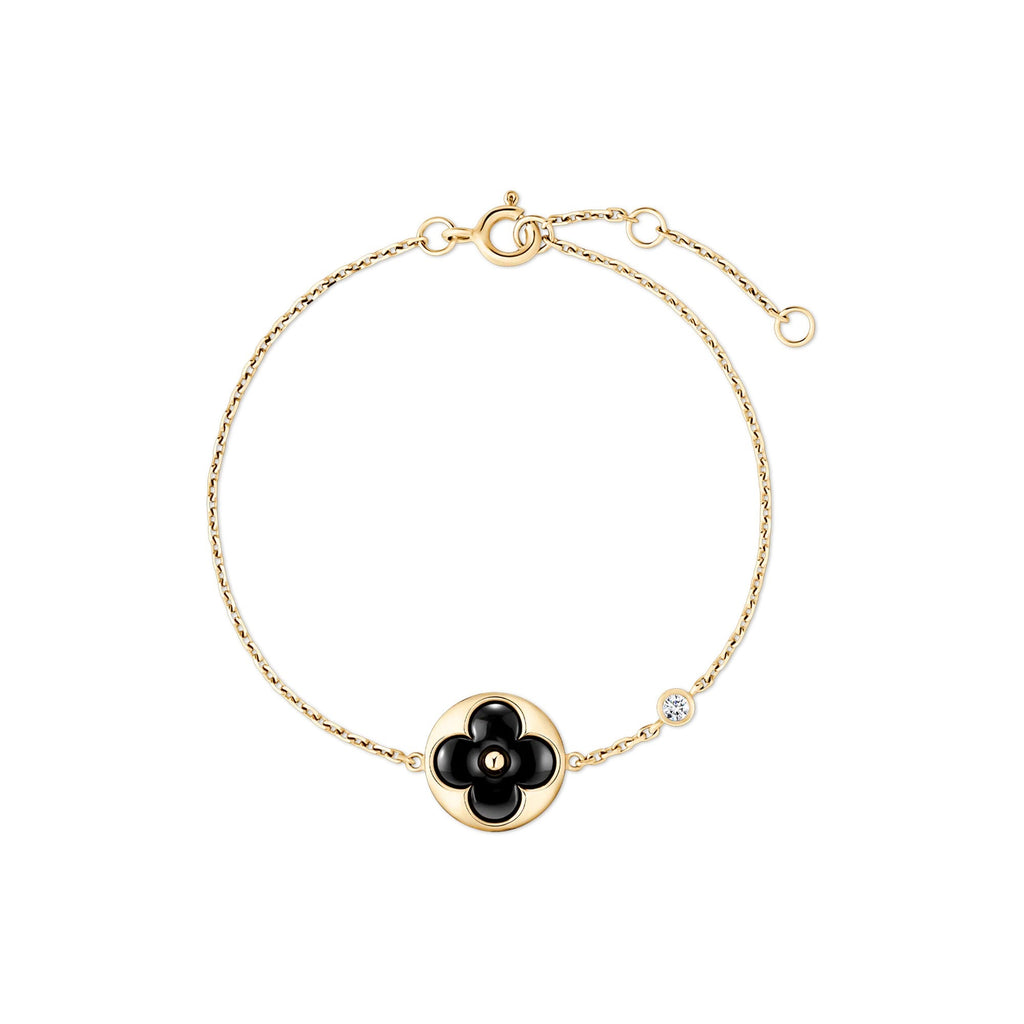 Color Blossom BB Sun Bracelet, Yellow Gold, Onyx and Diamond