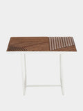 Tablua Brown Textured Wood Coffee Table with White Metal Frame