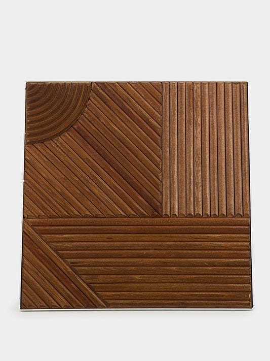 Tablua Brown Textured Wood Coffee Table with White Metal Frame