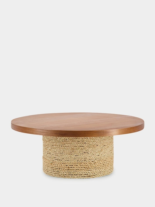 Tablua Round Natural Raffia Coffee Table with Woven Base