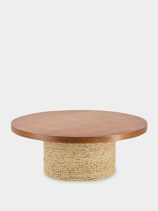 Tablua Round Natural Raffia Coffee Table with Woven Base