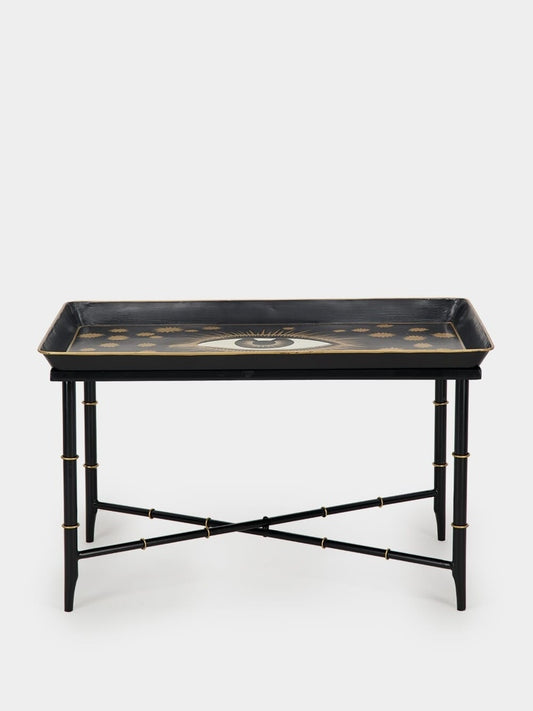 Tablua Black Iron Coffee Table with Decorative Tray Top