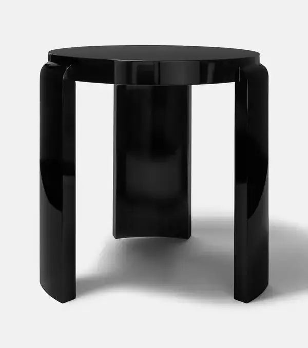 Tablua Black Lacquered Beechwood Round Side Table