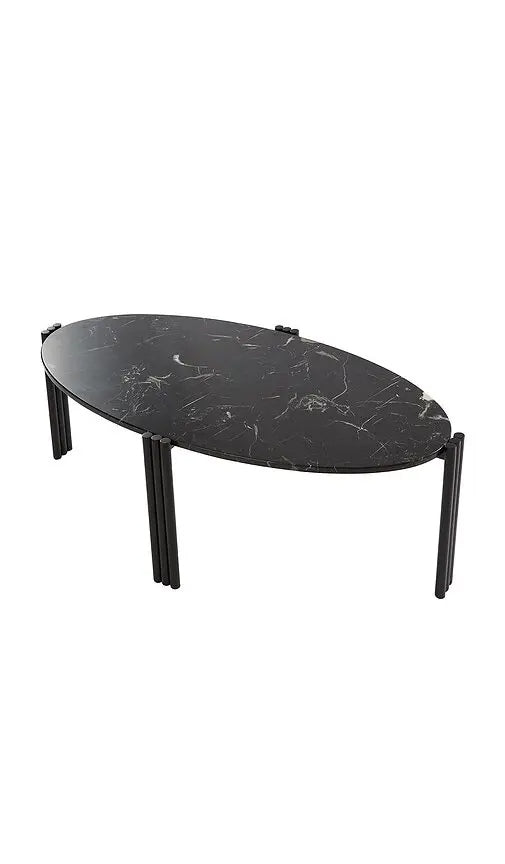 Tablua Black Marble Oval Coffee Table with Steel Frame