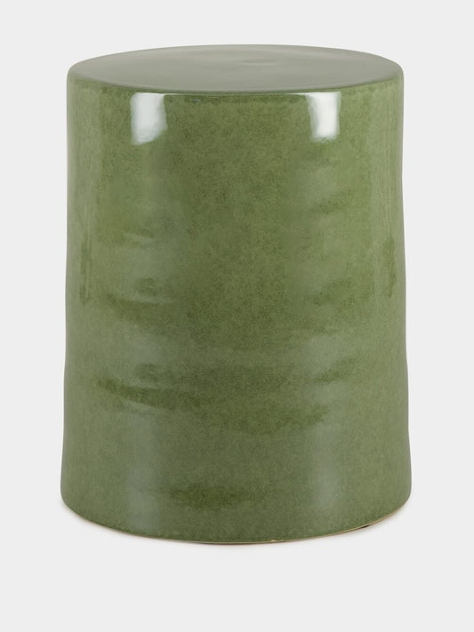 Tablua Green Earthenware Cylindrical Side Table Stool