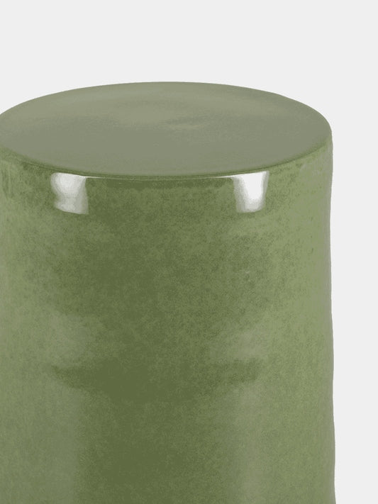 Tablua Green Earthenware Cylindrical Side Table Stool