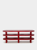 Tablua Red Lacquered Wood Open Shelf Sideboard