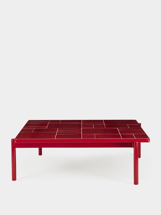 Tablua Red Stoneware Top Coffee Table with Aluminium Frame