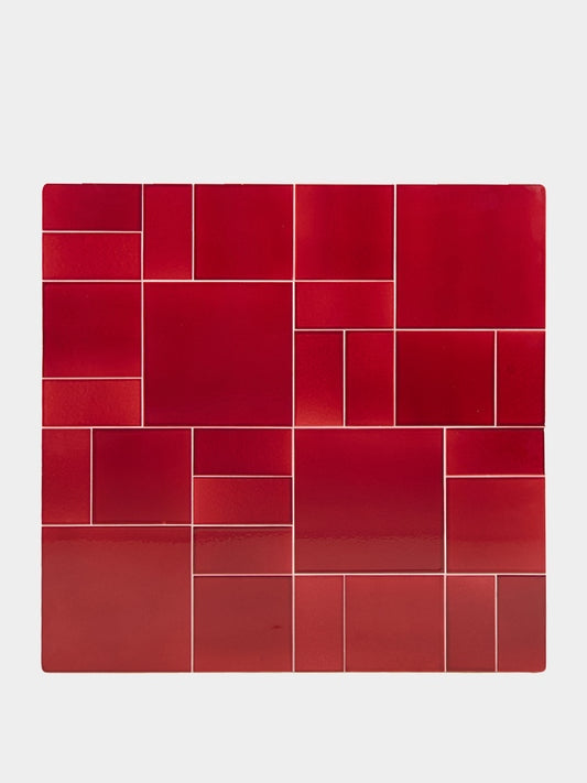 Tablua Red Stoneware Top Coffee Table with Aluminium Frame