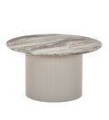 Tablua Round Marble Print Coffee Table with Fluted Column Base