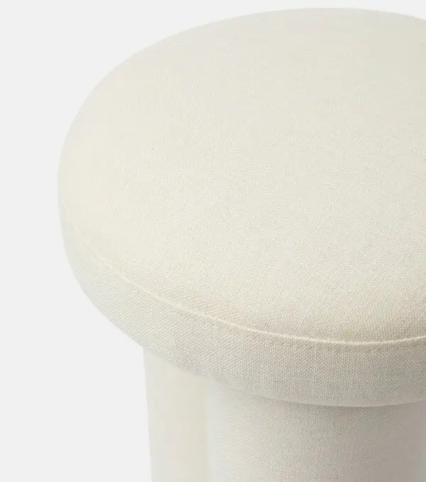 Tablua White Linen Upholstered Plywood Stool