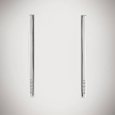 Long bar earrings - palladium-toned brass