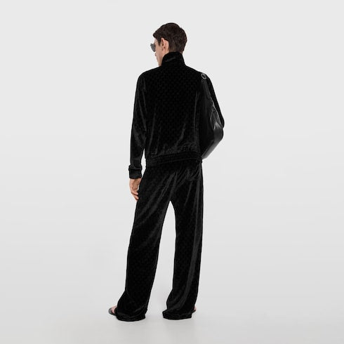 GG stretch velvet devoré zipped jacket - black