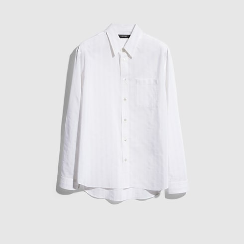Striped technical cotton shirt - white