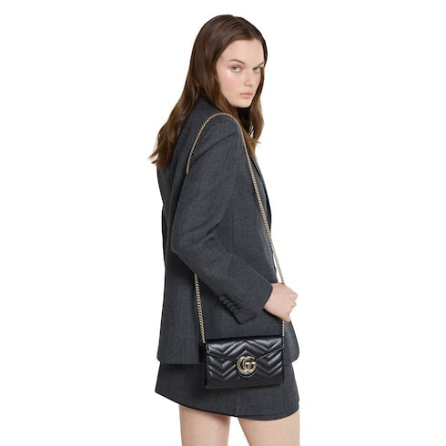 GG Marmont wallet on chain - black leather