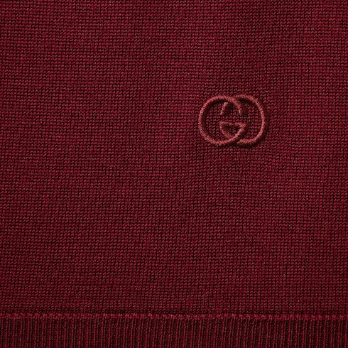 Extra fine wool polo top - rosso ancora red
