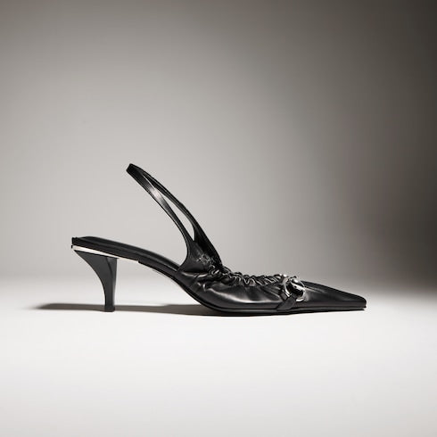 Women's Vittoria slingback pump with elastic - black soft nappa leather