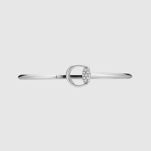 Gucci Horsebit diamond 18k bangle bracelet - 18k white gold