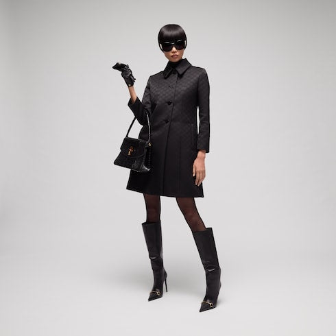 GG viscose jacquard coat - black