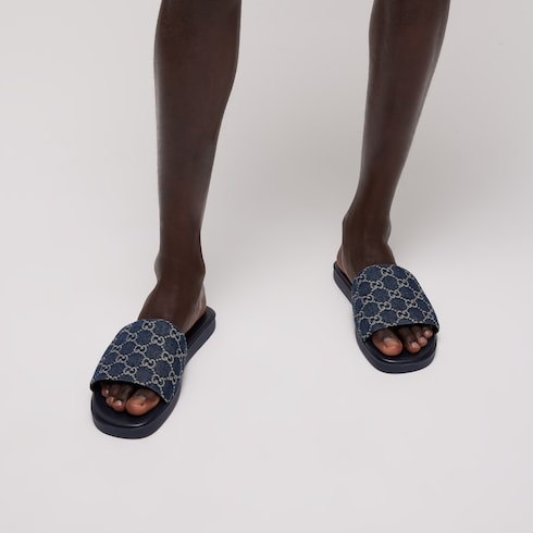 Men's slide sandal - dark blue GG denim